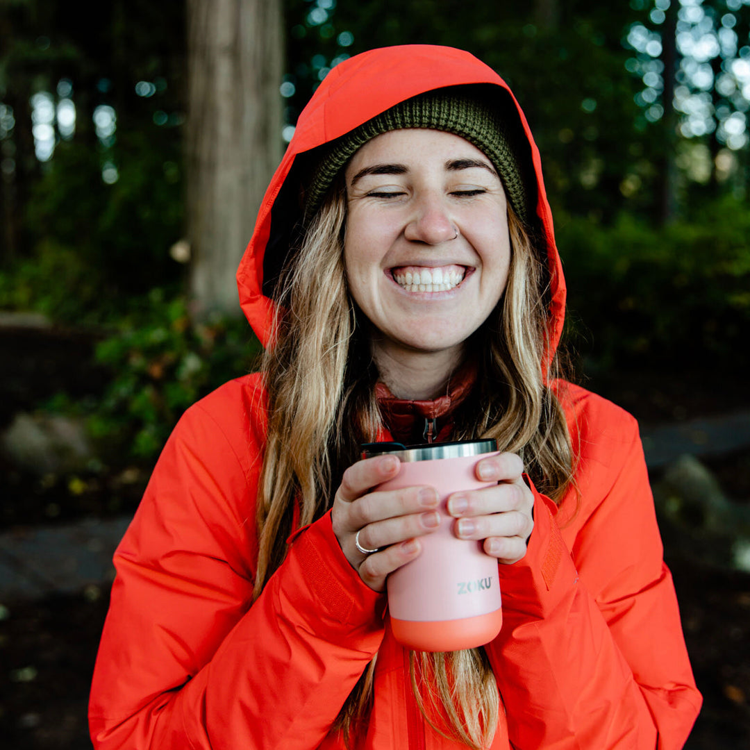 Lifestyle photo of influencer holding tumbler